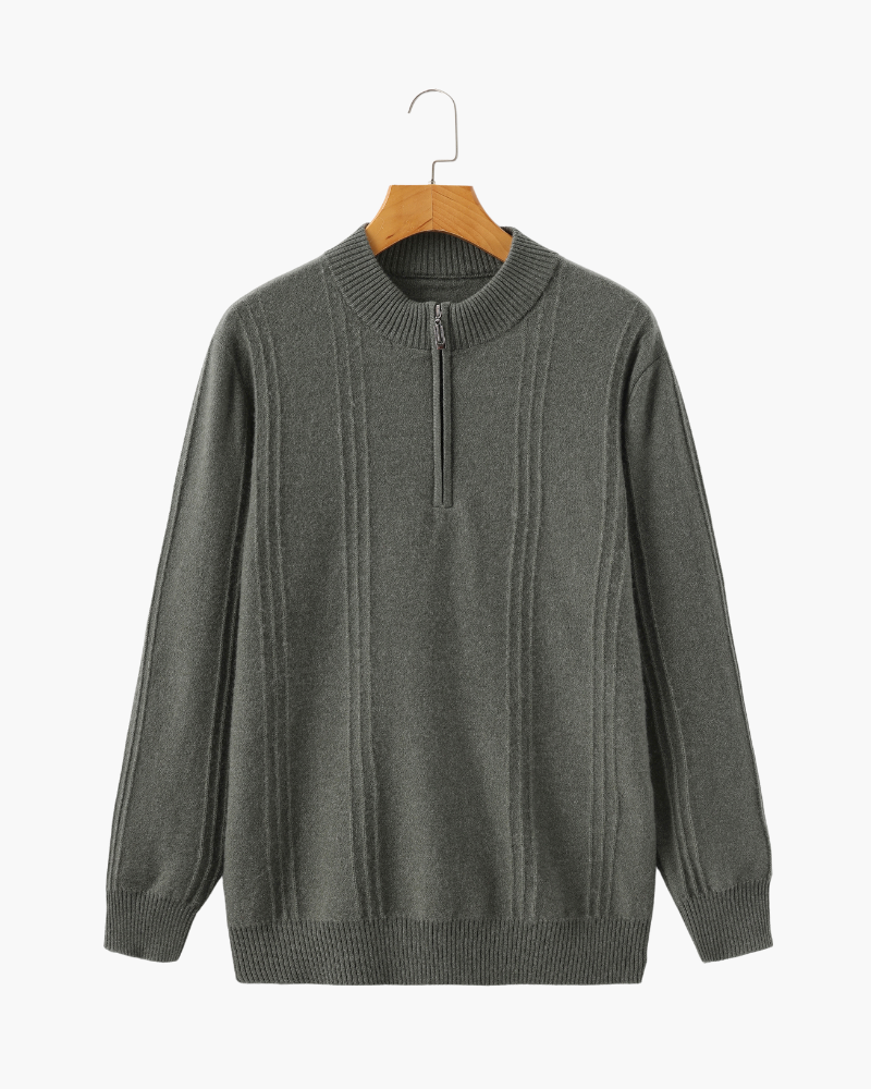 100% Cashmere Ribbed Half Zip - Brooksfor