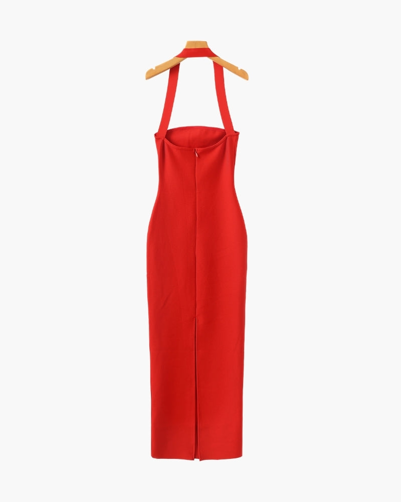 Halter Neck Slim Fit Maxi Dress - Brooksfor