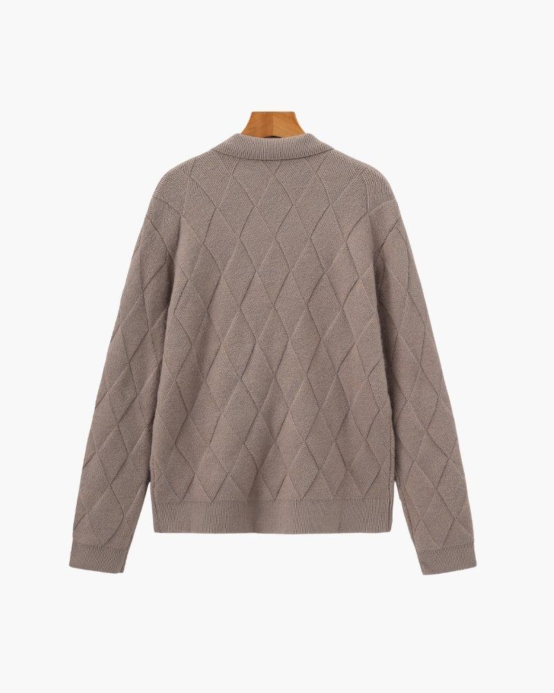 Heritage Diamond Knit Zip Cardigan - Brooksfor