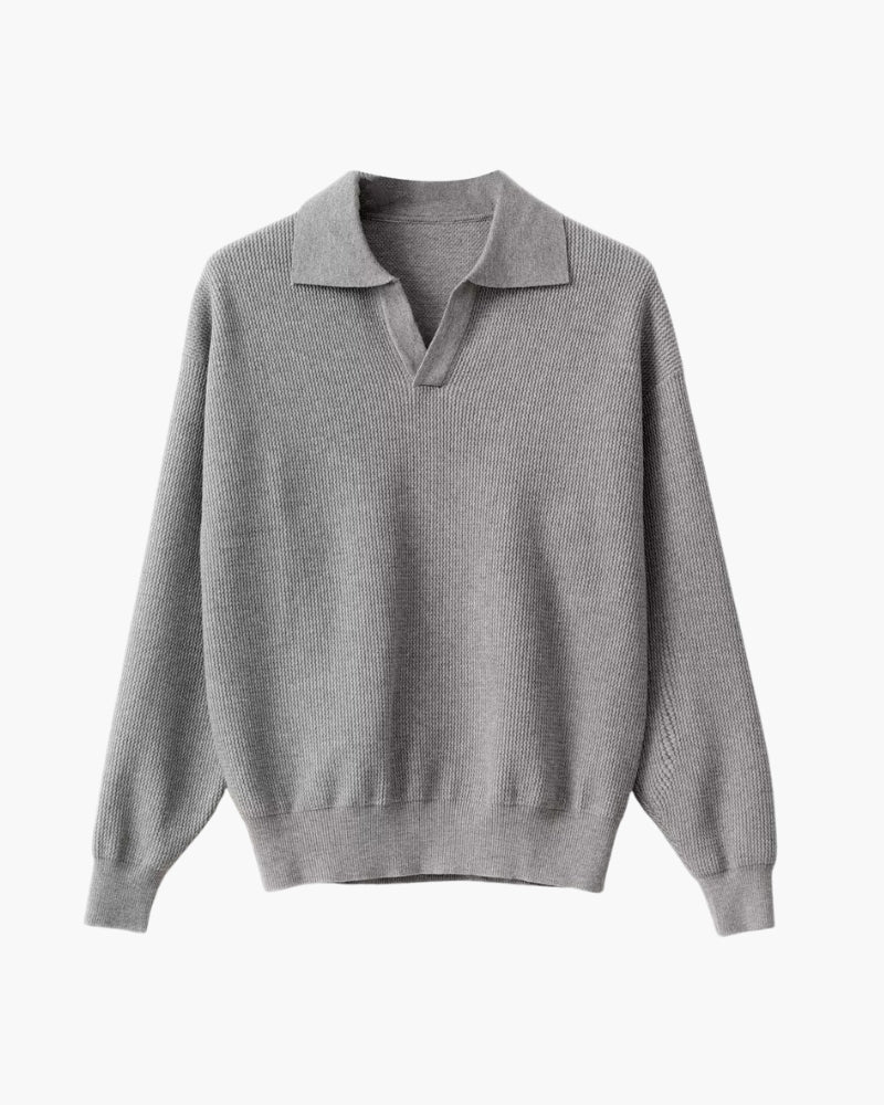 Textured Knit Polo Sweater - Brooksfor