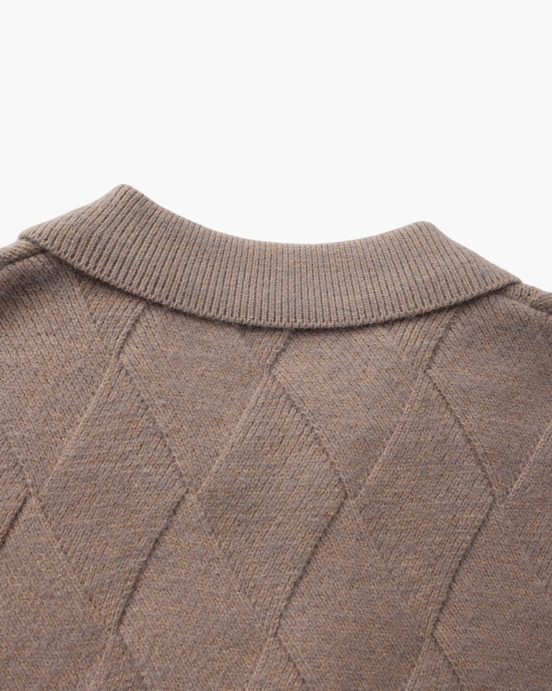 Heritage Diamond Knit Zip Cardigan - Brooksfor