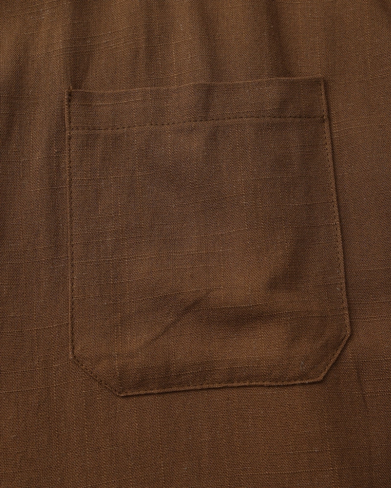 Men’s Mandarin Collar Shirt – Relaxed Fit Textured Cotton Shirt - Brooksfor