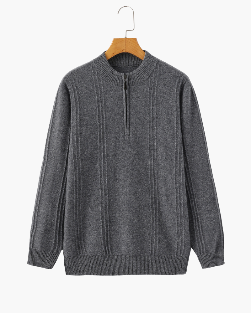 100% Cashmere Ribbed Half Zip - Brooksfor