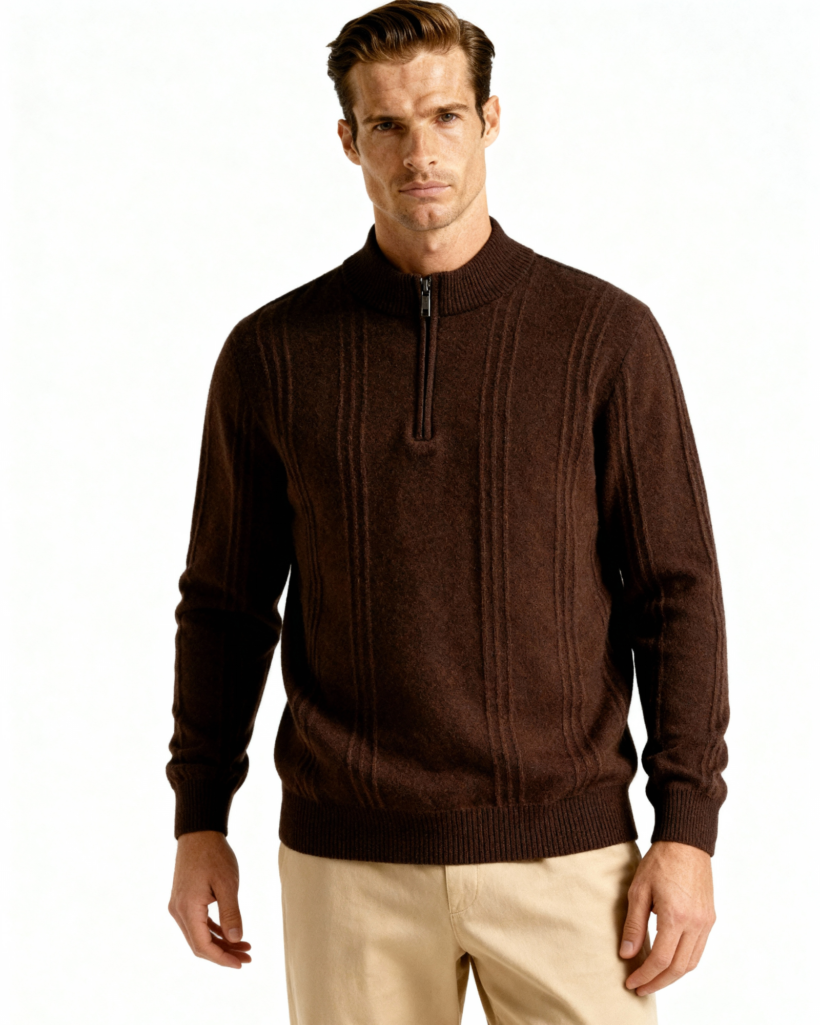 100% Cashmere Ribbed Half Zip - Brooksfor