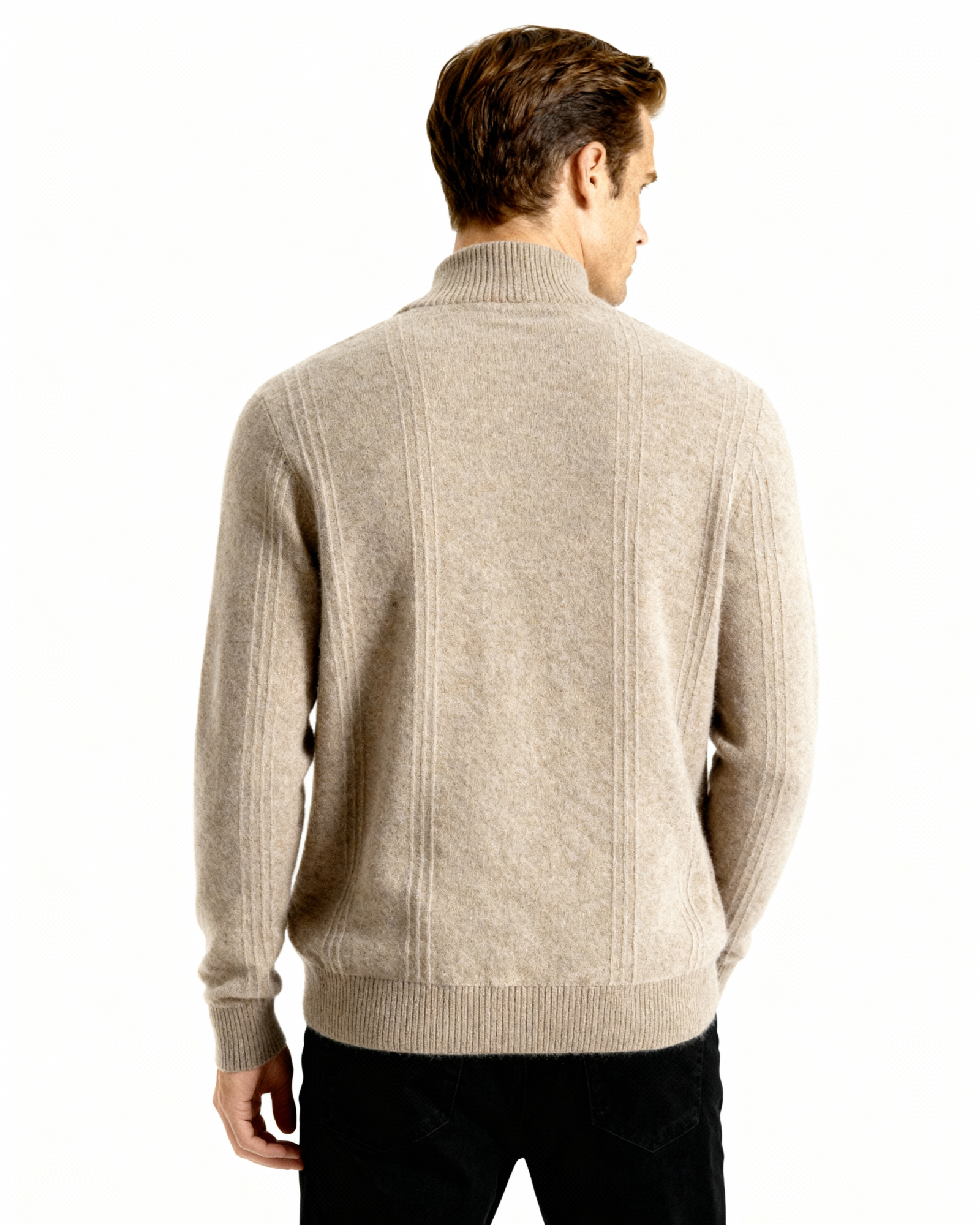 100% Cashmere Ribbed Half Zip - Brooksfor