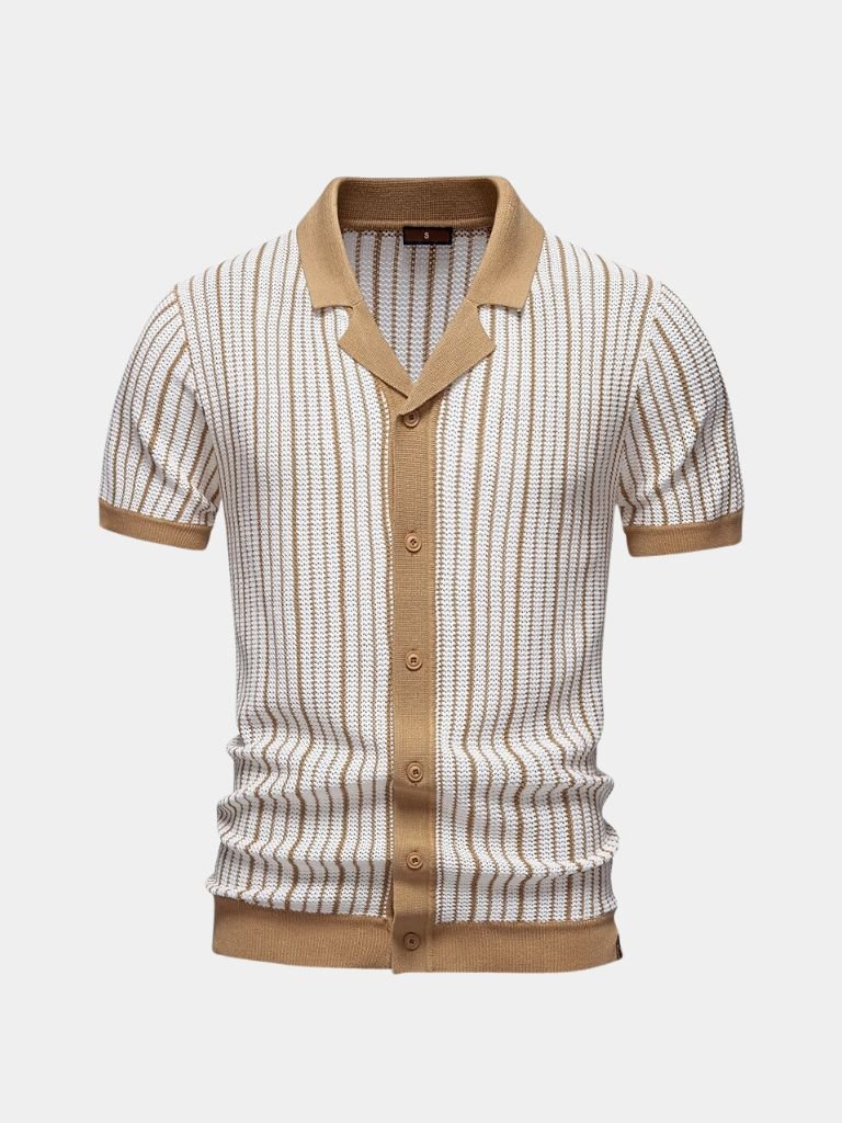 Striped Knit Polo Shirt - Brooksfor