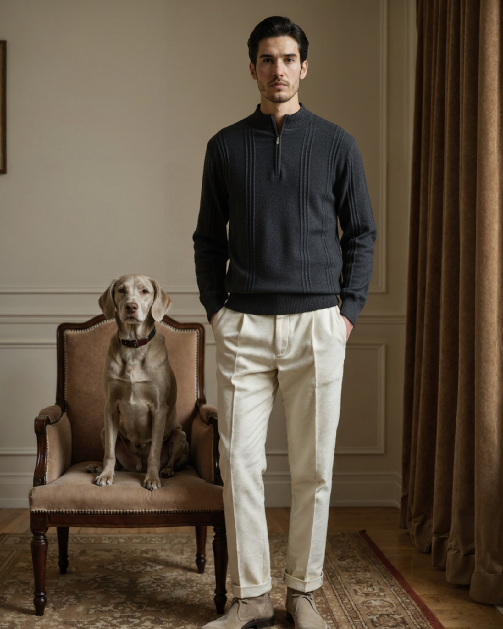 100% Cashmere Ribbed Half Zip - Brooksfor