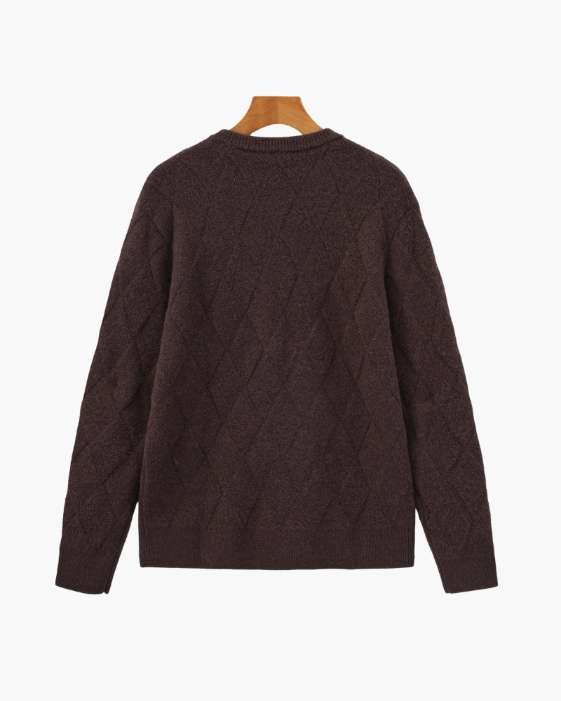 Diamond Knit Crewneck Sweater - Brooksfor