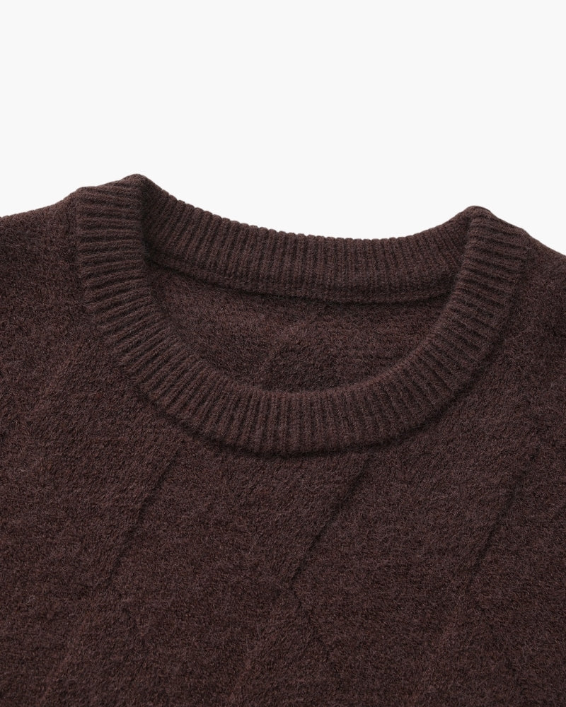Diamond Knit Crewneck Sweater - Brooksfor