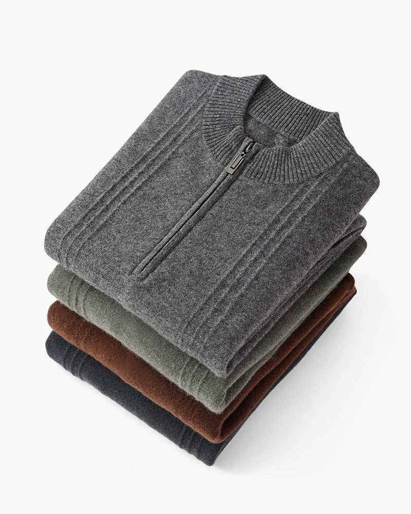 100% Cashmere Ribbed Half Zip - Brooksfor