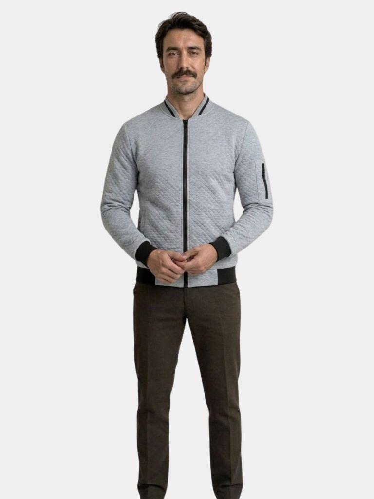 Textured Casual Bomber Jacket - Brooksfor