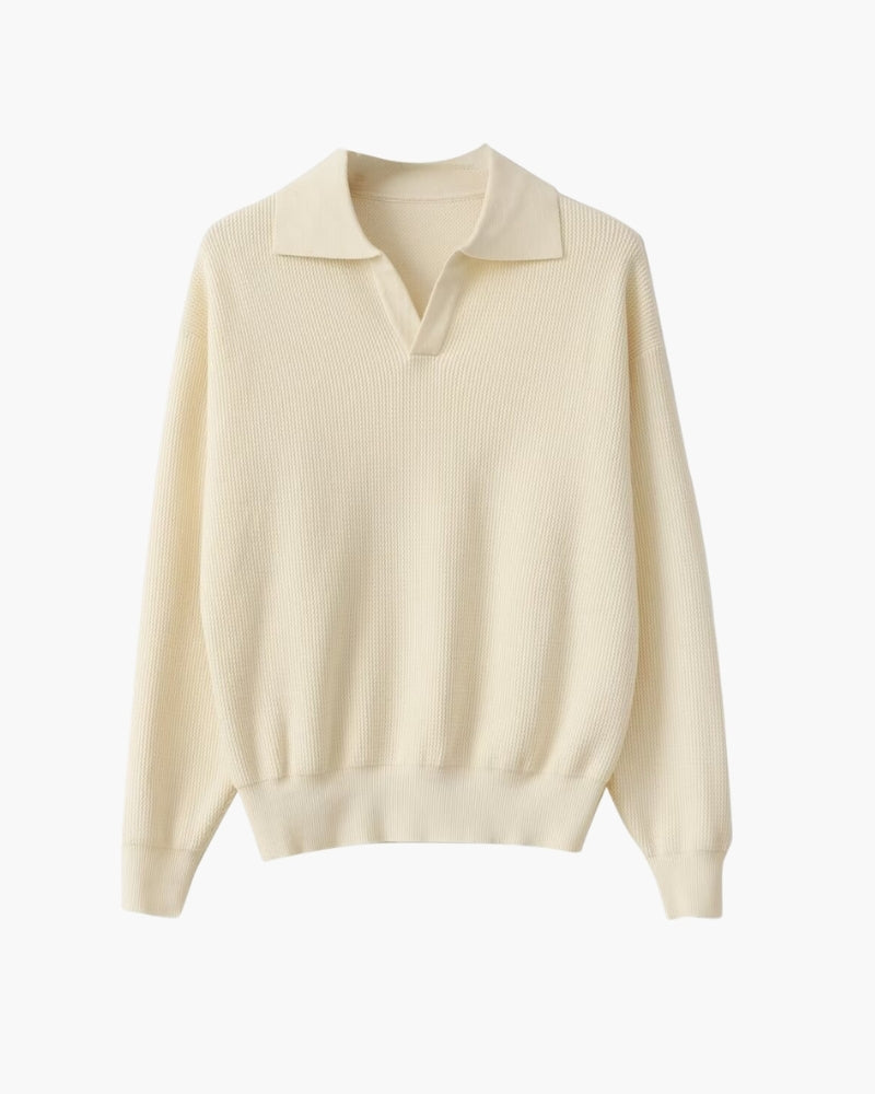 Textured Knit Polo Sweater - Brooksfor