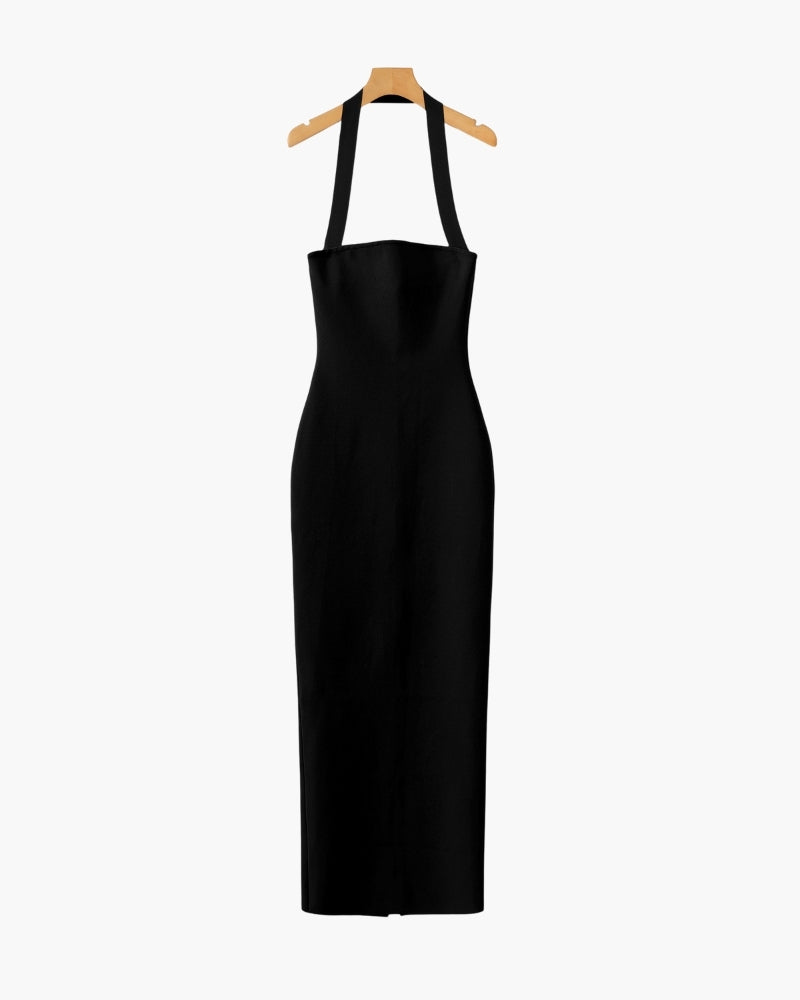 Halter Neck Slim Fit Maxi Dress - Brooksfor