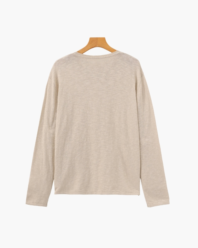 Linen Cotton Essential Crewneck - Brooksfor