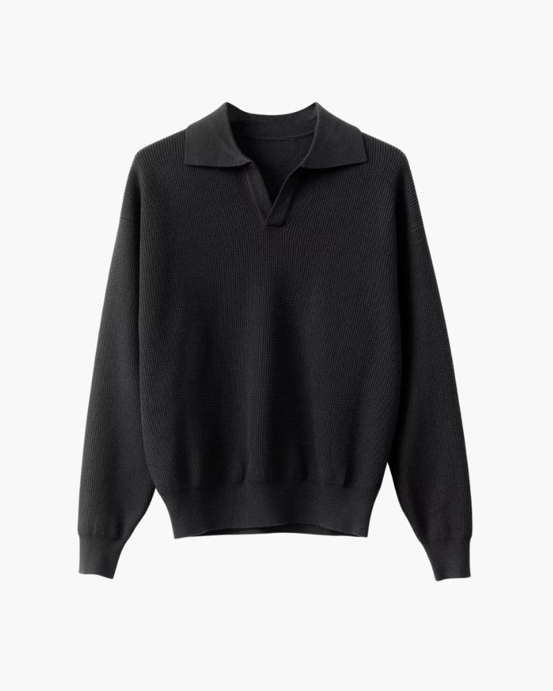 Textured Knit Polo Sweater - Brooksfor