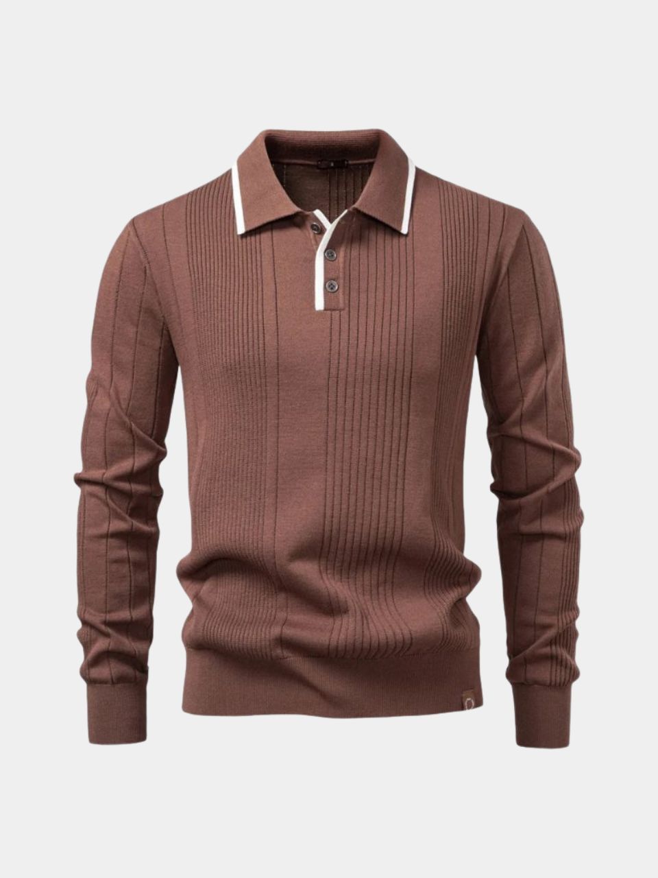 Vertical Ridge Knit Polo Shirt - Brooksfor