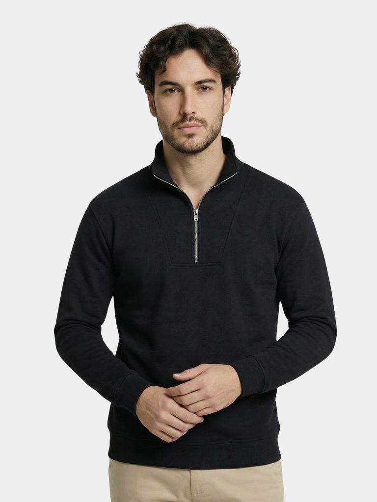 Zip Black Lapel Sports Sweatshirt - Brooksfor