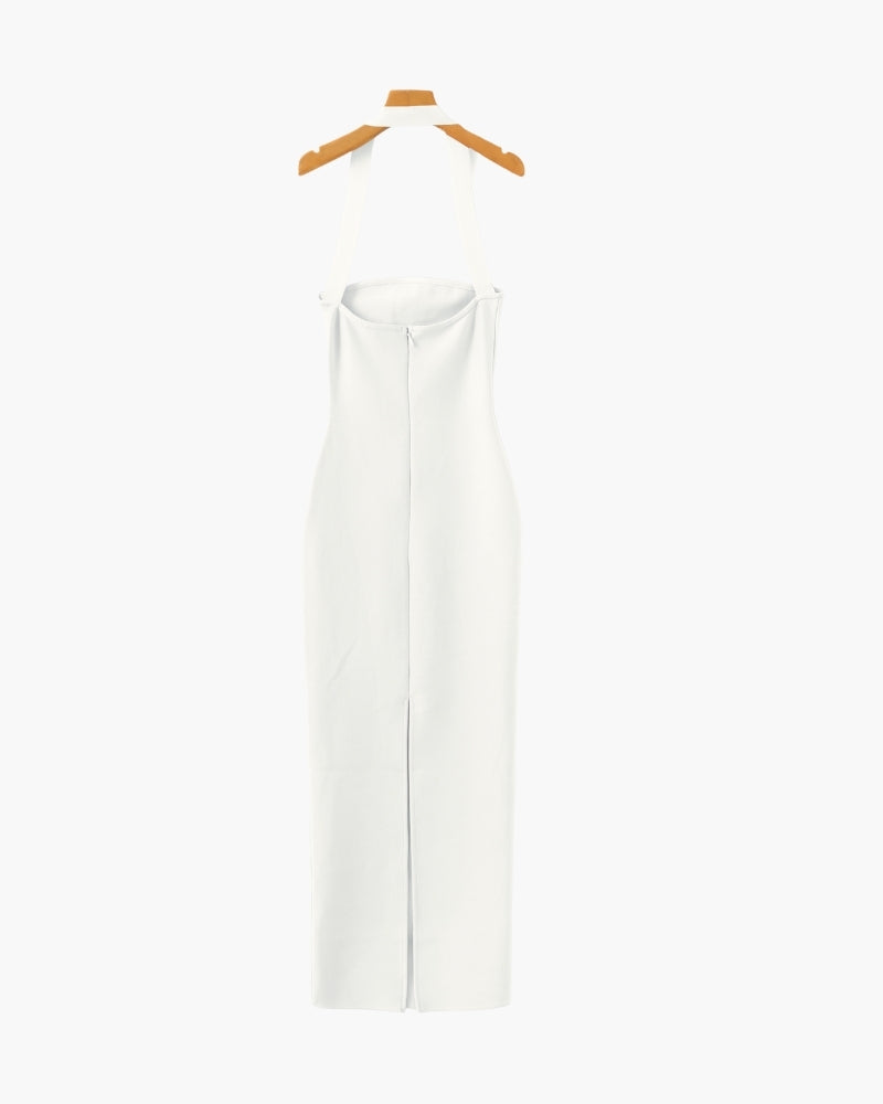 Halter Neck Slim Fit Maxi Dress - Brooksfor
