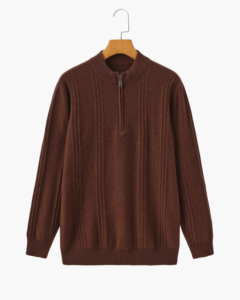 100% Cashmere Ribbed Half Zip - Brooksfor
