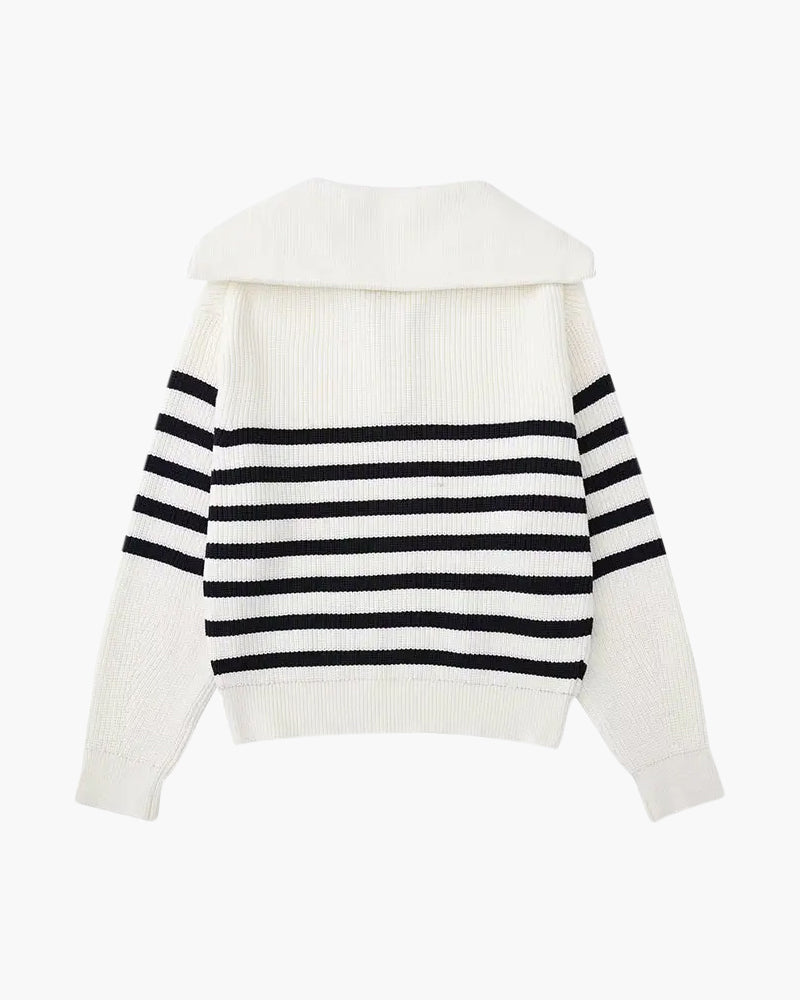 Striped Zip Up Sweater - Brooksfor
