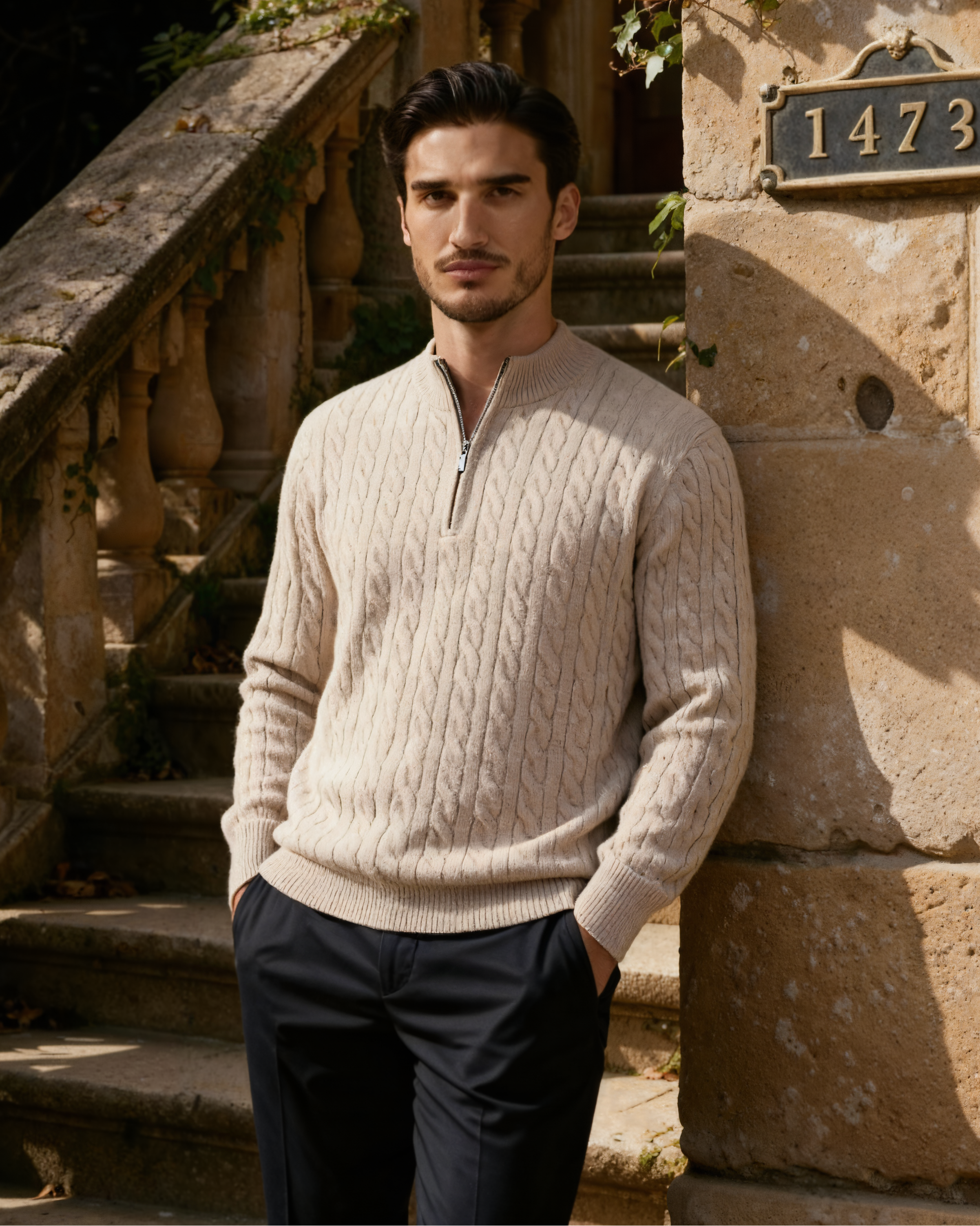 100% Cashmere Woven Half Zip - Brooksfor