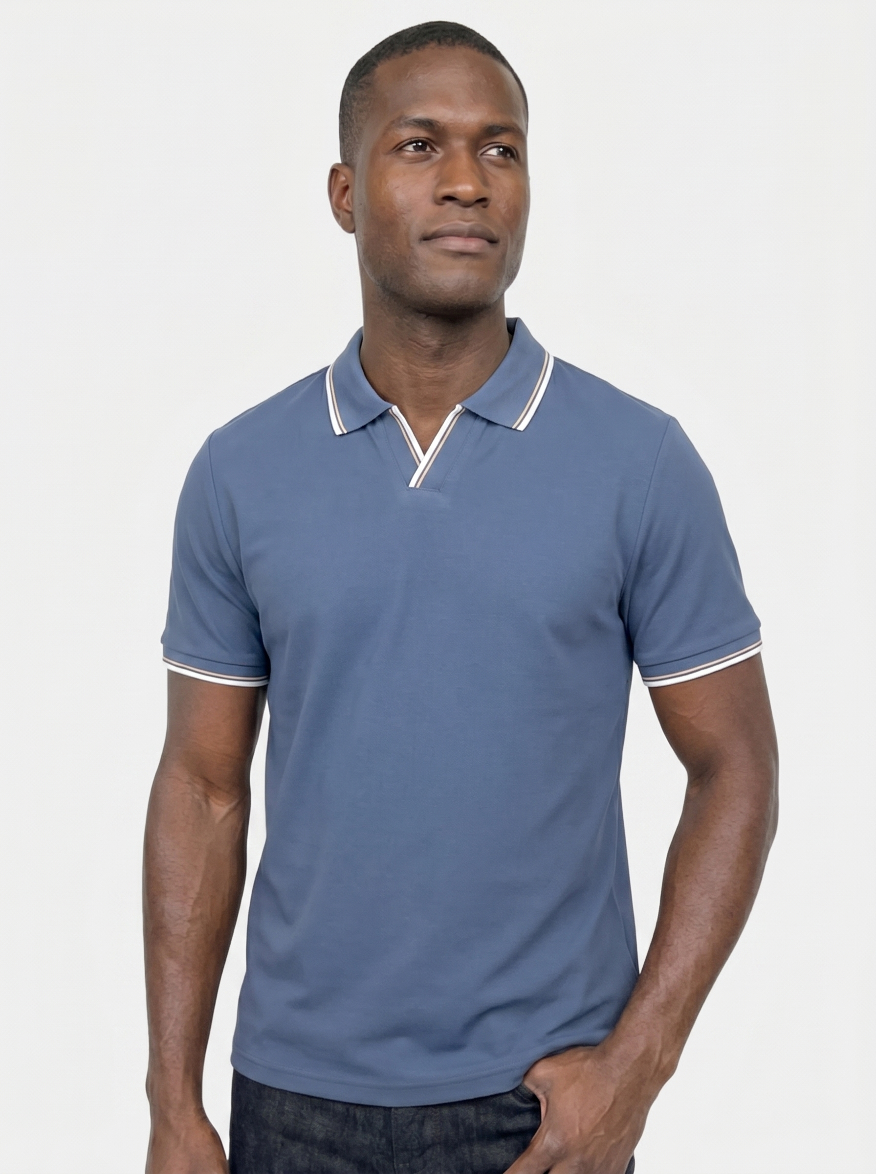 Timeless Black V-Neck Polo - Brooksfor