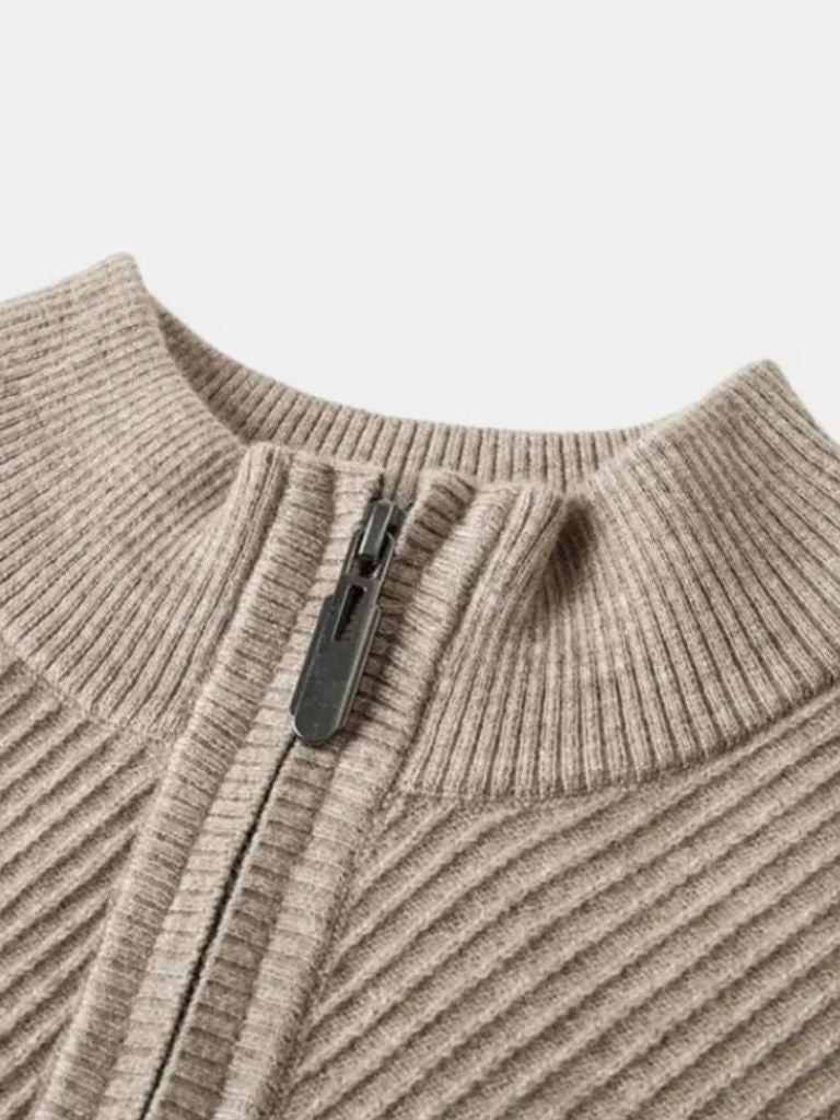 Stripe Quarter Zip Wool Sweater - Brooksfor