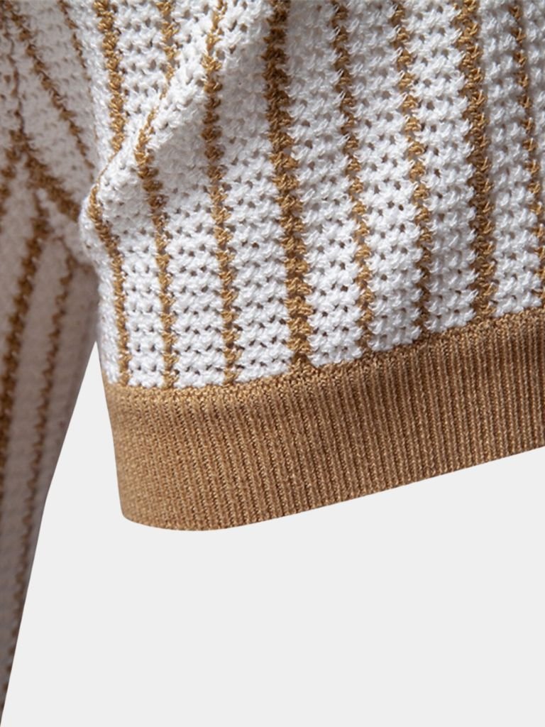 Striped Knit Polo Shirt - Brooksfor