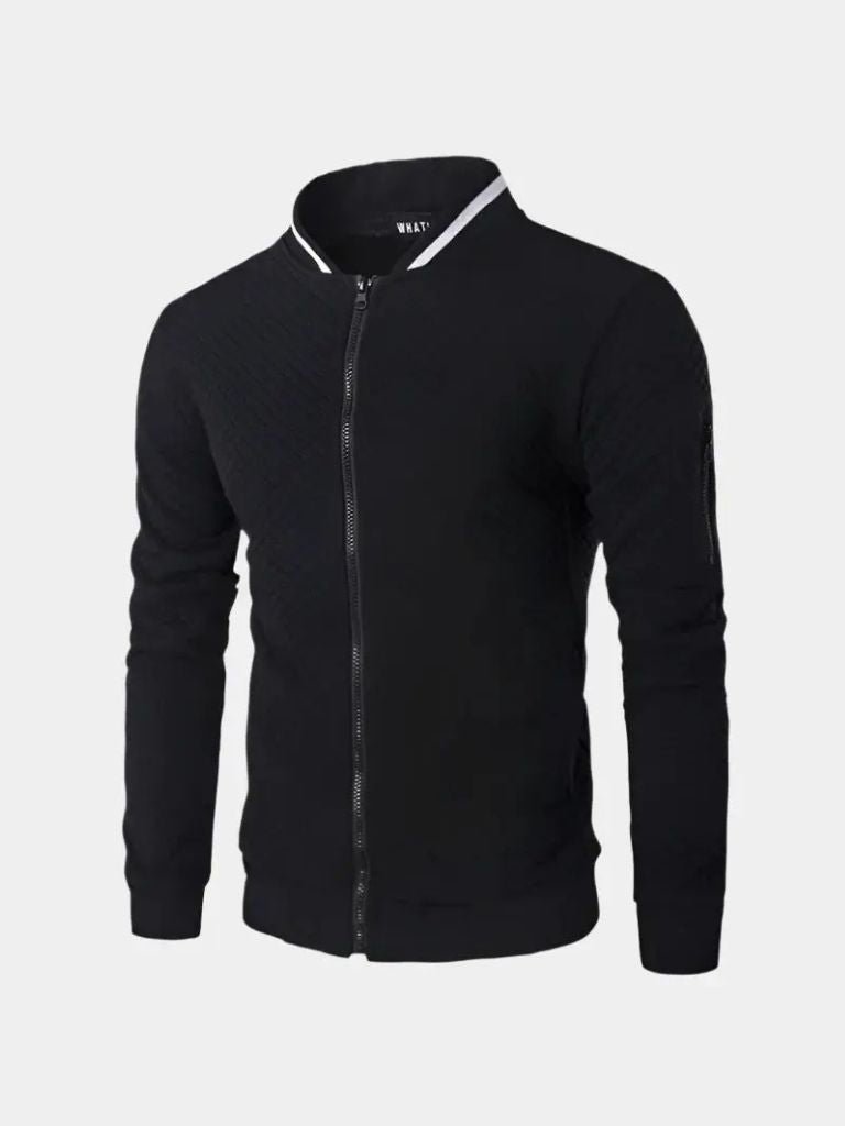 Textured Casual Bomber Jacket - Brooksfor